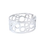 Silvertone Open Circles Hinged Cuff Bracelet